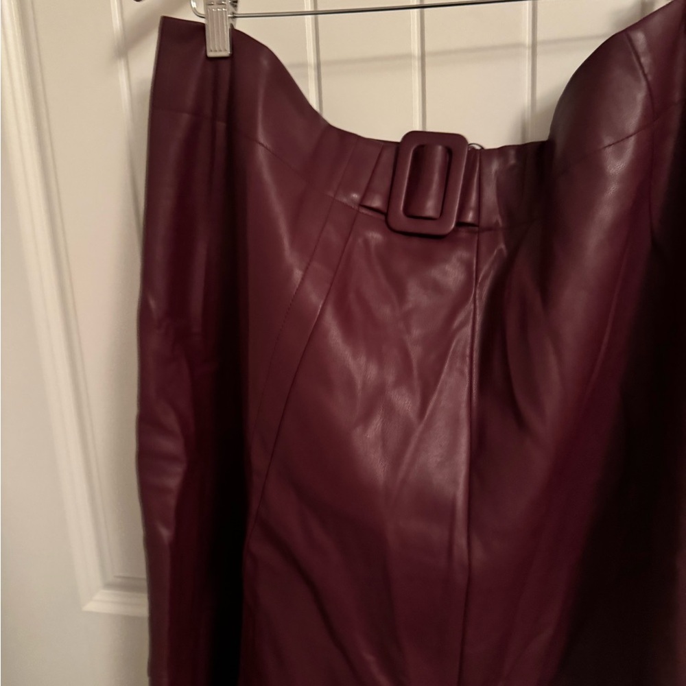 Monsoon Burgundy Leather Skirt